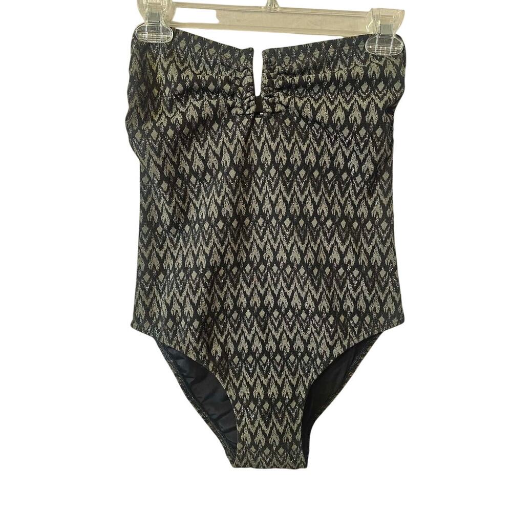 Shoshanna Shimmer U-Wire One-Piece Swimsuit, Olive Jet, NWT, MSRP $285 - Picture 4 of 6